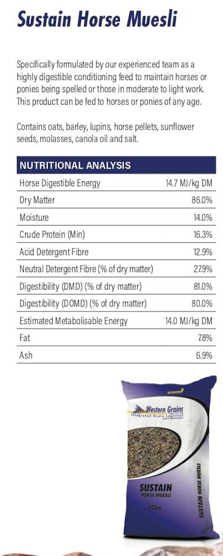 Sustain Horse Muesli - Wanneroo Stockfeeders