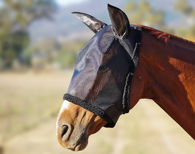 Fly Veil Mask with Ears and Fur - Wanneroo Stock Feeders